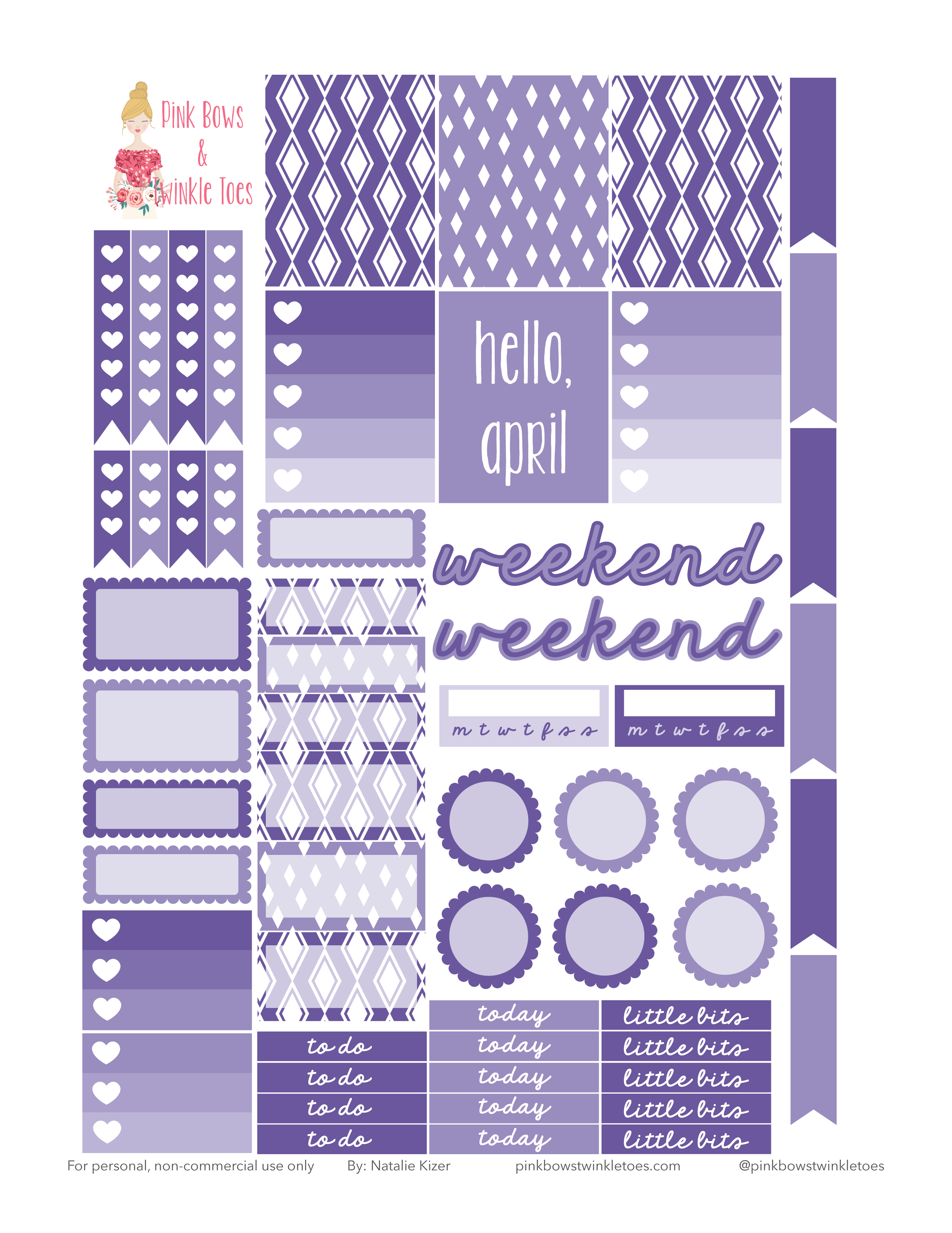 April Functional Planner Stickers: Free Printable - Pink Bows &amp; Twinkle ...