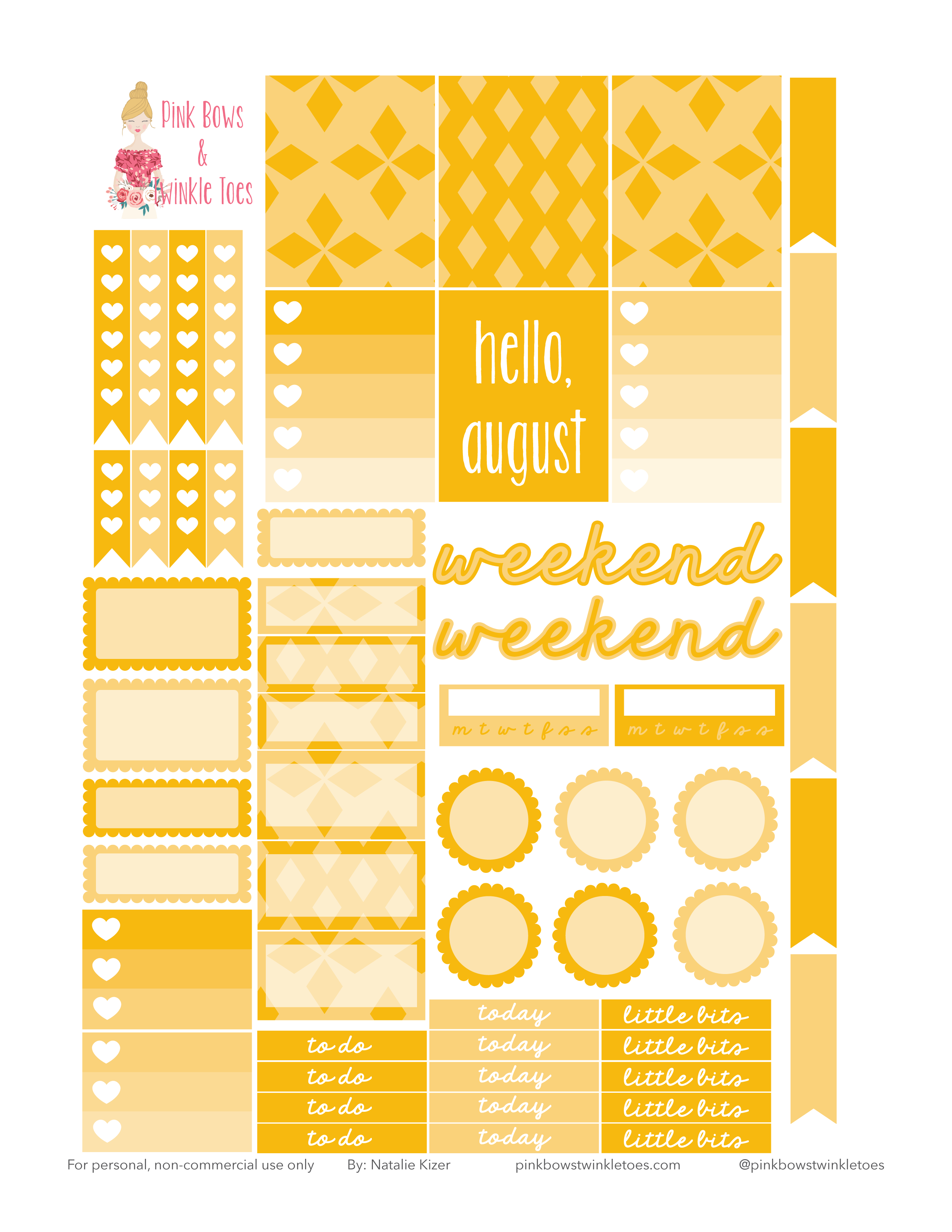 August Functional Planner Stickers: Free Printable - Pink Bows ...