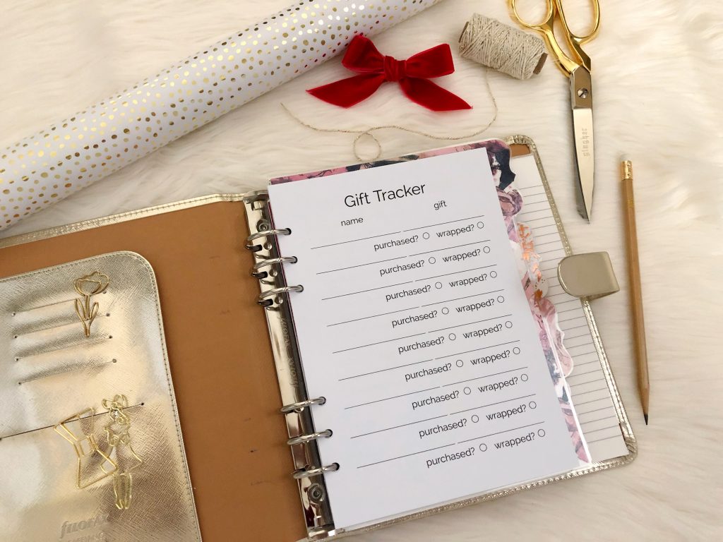 Gift Tracker Printable: Classic Planner Insert - Pink Bows &amp; Twinkle Toes